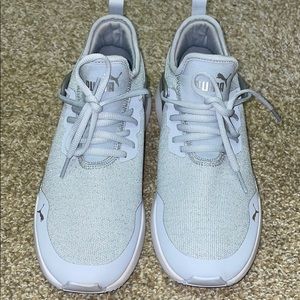 Gray Sparkled Pumas. Worn once.